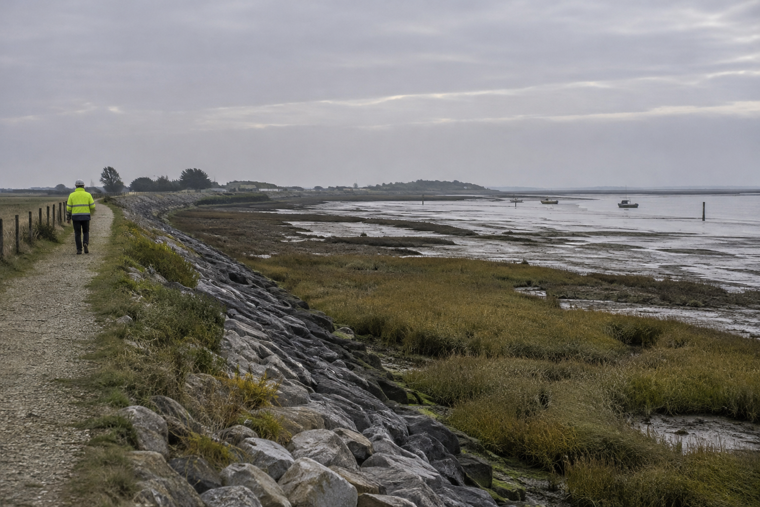 Estuarine embankment and saltmarsh illustrating the Greatham North East flood scheme
